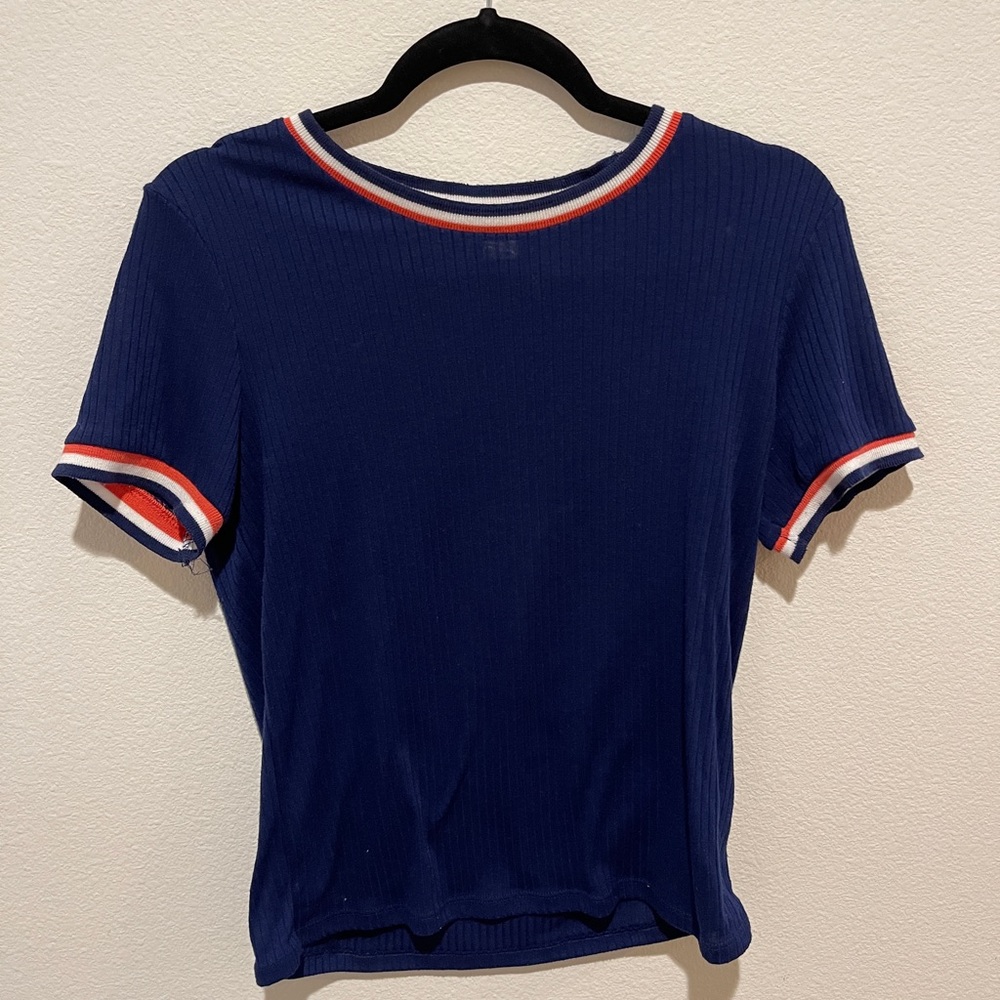 BLUE RIBBED TOP